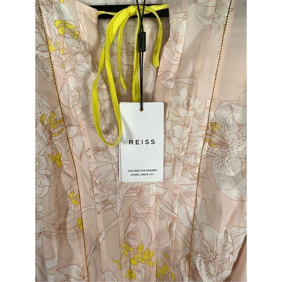 NWT Reiss Women's Floral Carlotta Tie Waist Flippy Blush Mini Dress Size 12 - Picture 8 of 12